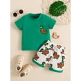 thumbnail image 3 of vera natura Little Boy Girl Summer Outfit, Duck Embroidery Short Sleeve Tops Elastic Waist Shorts Baby  2 Piece Set, 3 of 9