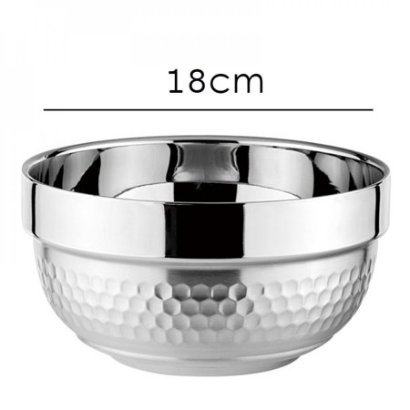 

Stainless Steel Bowl Thickened Double-layer Household Soup Rice Bowl Bright Sanding Diamond Sign Food Container Kitchen Tool