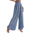 thumbnail image 3 of QAFOPEH Women Floral Graphic High Waisted Wide Leg Printed Casual Baggy Long Pants, 3 of 4