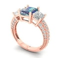 thumbnail image 2 of 3.61 ct Emerald Cut Blue Moissanite 3 Stone 18K Rose Gold Womens Engagement Ring, 2 of 6