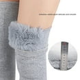 thumbnail image 5 of 1 Pair of Thickened Fleece Knee Sleeves Winter Warmth Non-Slip High Elasticity Imitation Rabbit Fur Knee Pads -L,Grey, 5 of 8