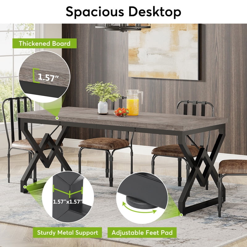 Tribesigns 63 Inch Computer Desk, Large Executive Desk with Thicker Frame, Modern Simple Computer Desk for Home Office, Gray