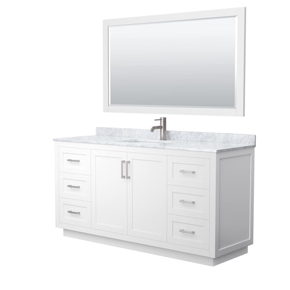 Wyndham Collection Miranda 66" Plywood Single Bathroom Vanity in White/Nickel