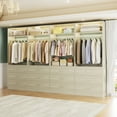 thumbnail image 3 of Aheaplus 4-Piece 96" Heavy Duty Walk-in Closet System - 12 Wood Drawers, 4 Hanging Rods, 4 Shelves, White Oak(96"L x 15"W x 80"H), 3 of 6