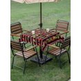 thumbnail image 3 of Outdoor Tablecloth with Umbrella Hole and Zipper, Merry Christmas Square Table Cloth 60x60 Inch Waterproof Tablecloth, Poinsettia Flower Xmas Leaves Bell New Year Picnic Table Cover for Patio Camping, 3 of 7