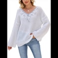 thumbnail image 2 of Suéter de Encaje con Apliques de Lentejuelas para Mujer, Otoño e Invierno, Cuello en V, Larga, Moderno y , Informal S, 2 of 9