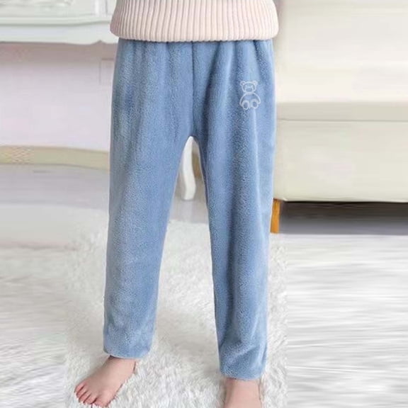 Boys and Girls' Flannel Clothes Pants Winter Warm Soft Fuzzy Homewear with Sweatpants Size 10-12 Years