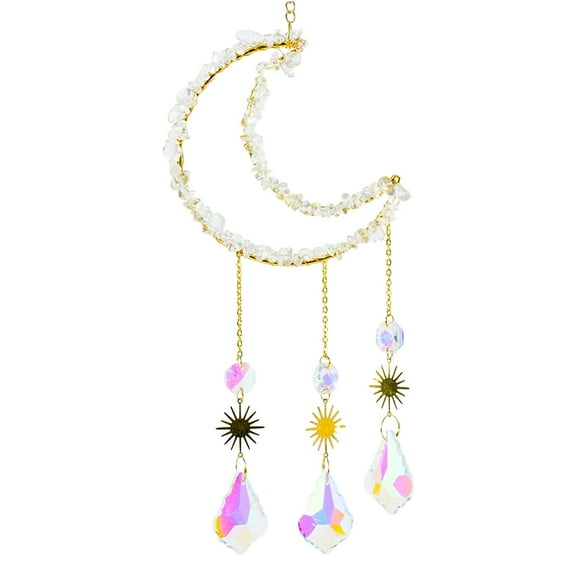 Gnwei Home Decor Natural Amethyst Gravel Pendant, Handmade Healing Crystal Stone Wind Chime for Home Wall Garden Decorative Ornament, Unique Gift, Christmas Decorative