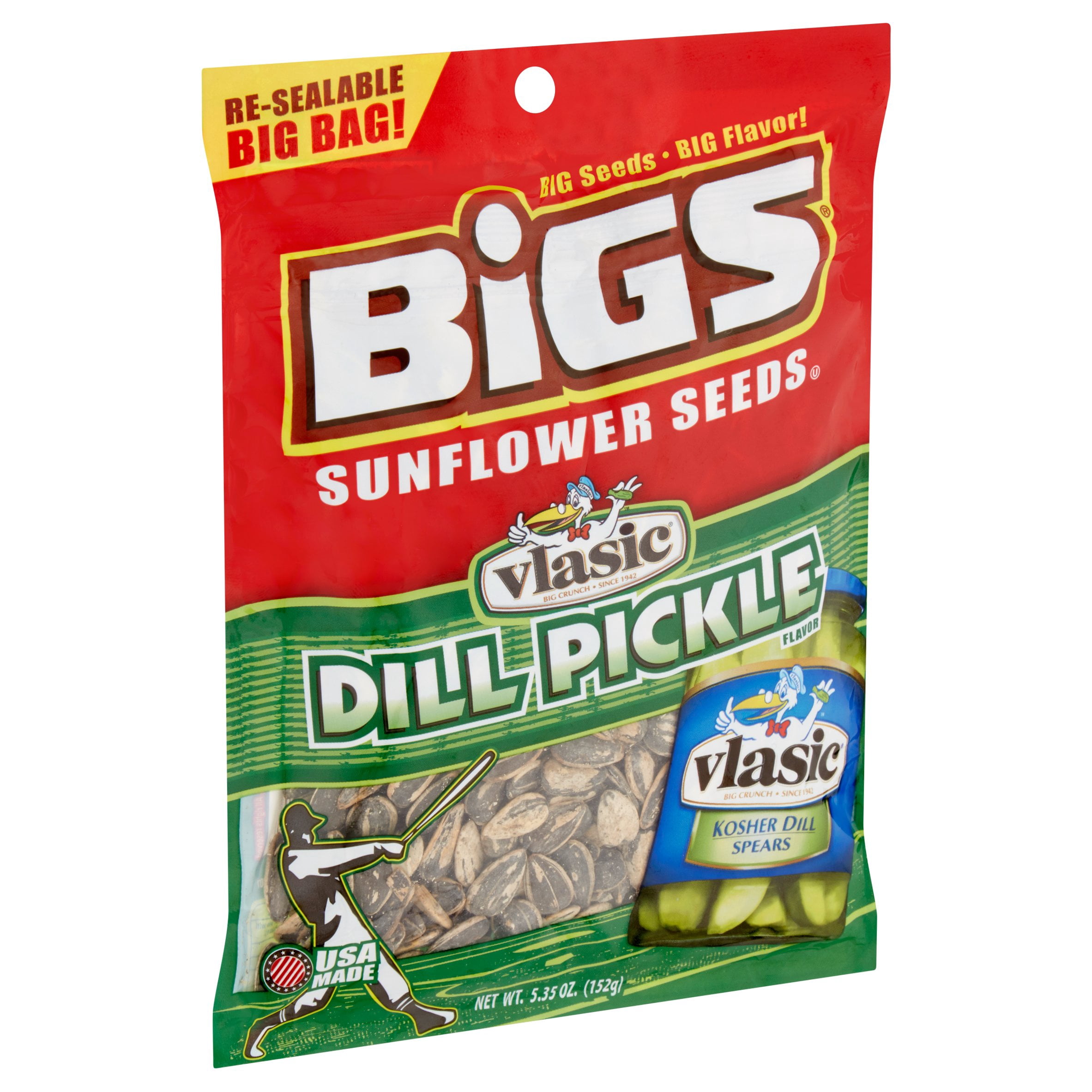 Bigs Vlasic Dill Pickle Flavor Sunflower Seeds, 5.35 oz, 8 pack