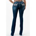 thumbnail image 3 of Grace in LA Women's Western Aztec Embroidered Pockets Stretch Bootcut Jeans (29, Blue), 3 of 3