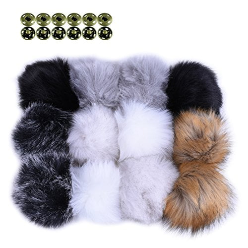 JINSEY 12pcs Faux Fox Fur Fluffy Pompom Ball for Hat Shoes Scarves Bag Charms