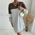 thumbnail image 2 of SMihono Fashion Sweatshirt Dress for Women Color Block Round Neck Loose Fit Dress Spring Fashion Casual Winter Long Sleeve Cozy Preppy Dresses Coffee 4, 2 of 5