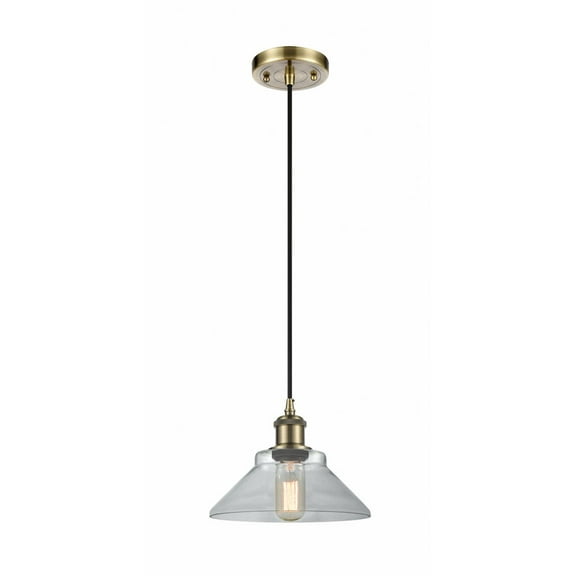 516-1P-AB-G132-Innovations Lighting-Orwell - 1 Light Cord Hung Mini Pendant In Industrial Style-6.5 Inches Tall and 8.38 Inches Wide-Antique Brass