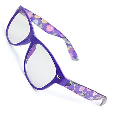 MC Lens Flower Accent Plastic Arms Purple Plain Glasses