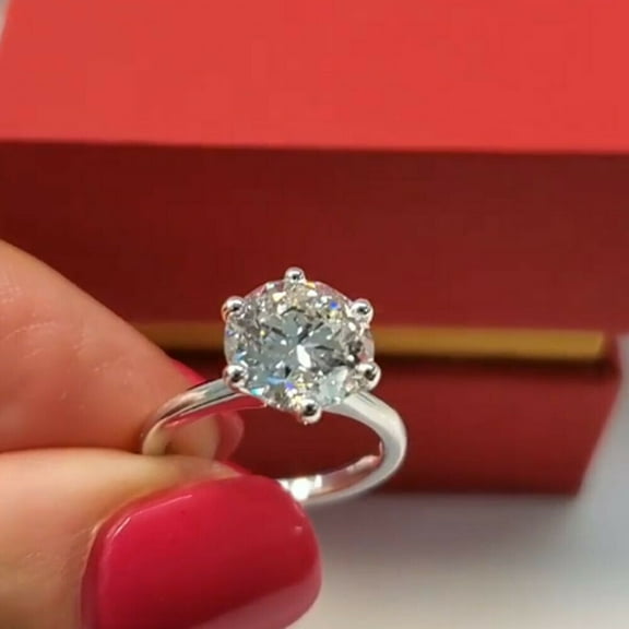 5.00 Carat Real Moissanite Diamond Engagement Ring 18K White Gold Size 4 5 6 7 8
