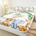 thumbnail image 3 of Feelyou Bowknot Duck Goose Full Size Sheets for Kids, Hippo Zebra Wildlife Bed Sheets, Green Leaf Plant Sheet Sets, Breathable Home Decor, 4pcs, 3 of 7