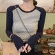 thumbnail image 3 of Camisetas de manga larga para mujer, con paneles, sencillas, combinables, para tiempo libre, ajustadas, estilo coreano, para estudiantes, ropa de calle moderna y elegante., 3 of 5