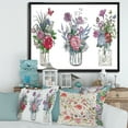 thumbnail image 2 of Designart 'Transparent Vases With Bouquets of Wildflowers I' Farmhouse Framed Canvas Wall Art Print, 2 of 5