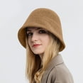 thumbnail image 4 of Womens Knit Buckle Hat Braided Floppy Winter Warm Fisherman Foldable Sun Bowler Hat Khaki, 4 of 5