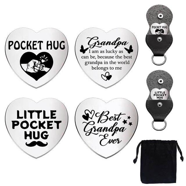 Heart Double-Sided Engraved Stainless Steel Commemorative Decision Maker Coin Set Pocket Hug Coin Inspirational Quote Coin with Velvet Cloth Drawstring Bags Word 25x25x2mm DIY