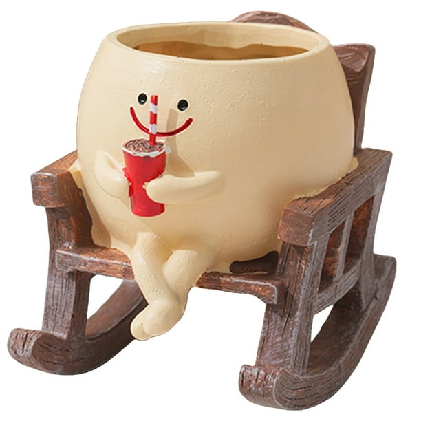 Sit Rocker Suculento Sits Sitting Sillings Suculenta Pot Smitrey Face Planter Bebida Coca -Cola Resina para plantas exteriores