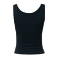 thumbnail image 3 of A2Y Women's Heavyweight Solid Double Scoop Neck Rib Cropped Tank Top Navy S, 3 of 4