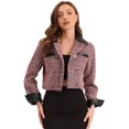 thumbnail image 1 of Chaqueta Corta de Tweed para Mujer Blazer Vintage de Tela de Cuadros con Solapa y Doble Botonadura rojo M, 1 of 5