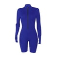 thumbnail image 2 of Snoarin Summer Plus Size Capris for Women Ribbed Jumpsuits Ribbed Workout Rompers Long Sleeve Exercise Zipper Jumpsuit Trousers for Women on Clearance, 2 of 9