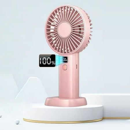

Girl Camping Mini Fan Digital Display Handheld Fan Rechargeable Mini USB Charging Desktop Student Portable for Grandpa Beach Party Rental House