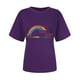 thumbnail image 3 of ICHUANYI Clearance Women's Casual Print Pullover Short Sleeve T-Shirt Tops Shirt(Purple, M) ICHUANYI WER2023081504085, 3 of 5