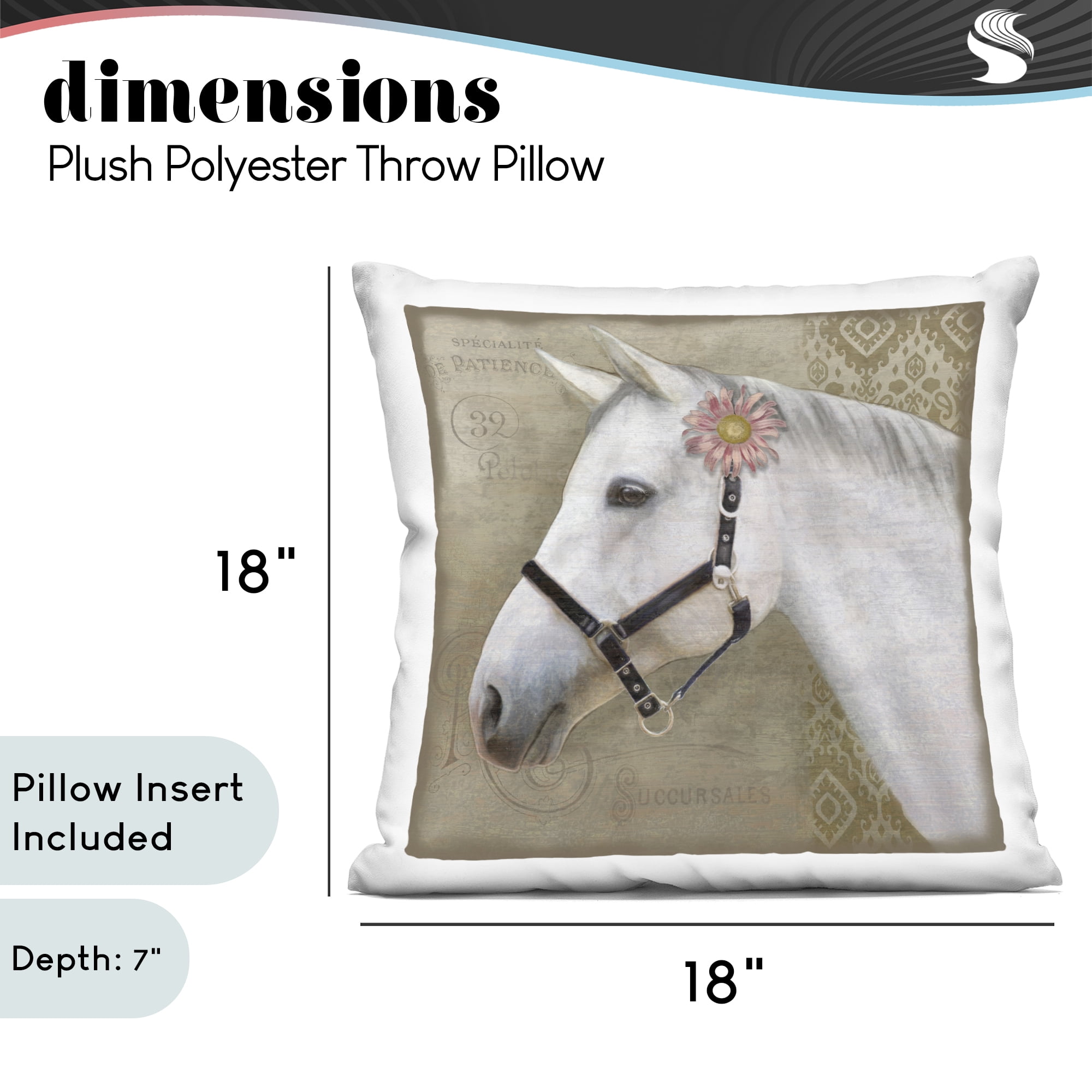 Stupell Industries Boho Barnyard Horse Decorative Printed Throw Pillow, design by Suzanne Nicoll, 18 x 7 x 18