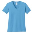 thumbnail image 5 of Yellow Rooster Women's Core Cotton V-Neck Tee Aquatic Blue XS, 5 of 6