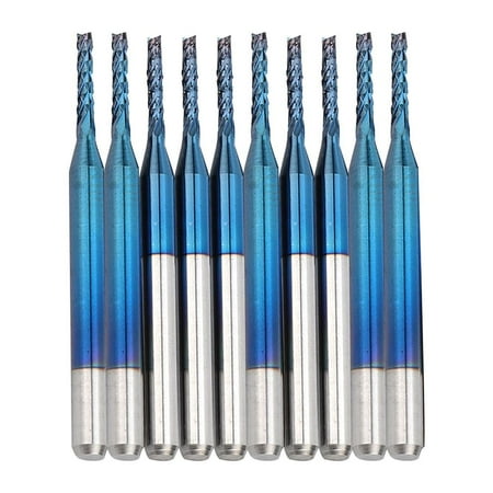 

Octpeak PCB Milling Bits 10pcs Carbide Router Cutting Bit Blue Corn End Mill Engraving Bit for CNC PCB Machinery End Mill