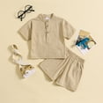 thumbnail image 5 of Toddler Boy Outfits Short Sleeve Summer Casual Gentleman Tops Hawaii Beach Holiday Solid T Shirt Shorts Khaki Outfit Sets Sizes 18-24 Months, 5 of 7