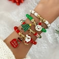 thumbnail image 1 of 4pcs Christmas Series Bracelet Set - Elegant/Simple Style, Soft Pottery, Santa & Tree Charms, Drawstring Design, for Daily Wear/Gifting, All-Season, Women's Fashion Jewelry, 1 of 6