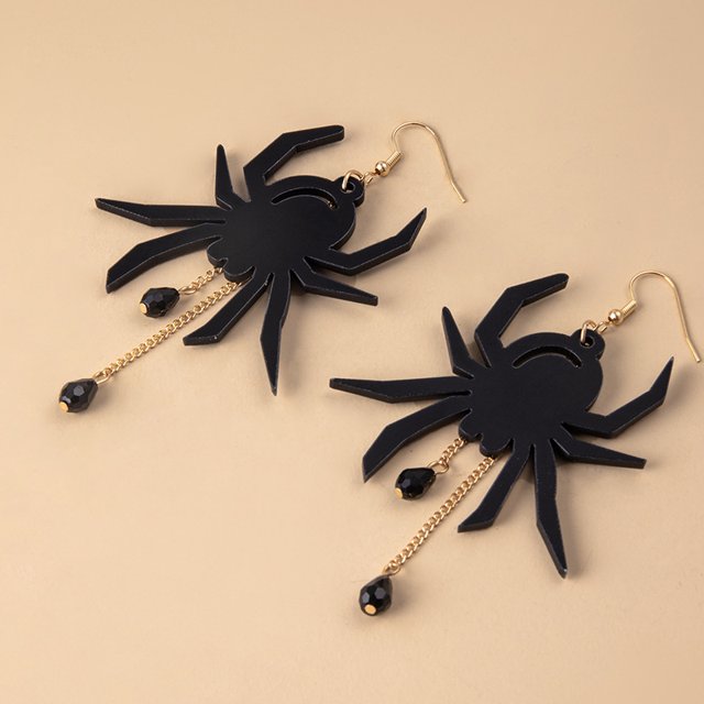 Pendientes largos de araña negra acrílica de Halloween con personalidad exagerada, Pendientes femeninos, Pendientes de joyería XianweiShao 8390613975089