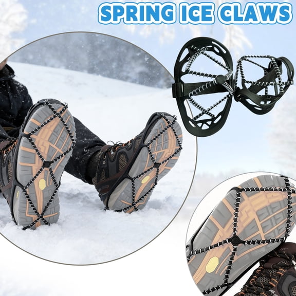 Pack Of 2 Anti-Slip Spring Ice Cleats, Durable Traction Crampons With Steel Springs & Sturdy Construction, Provides Superior Grip On Snow, Ice And Icy Surfaces For Outdoor Hiking,