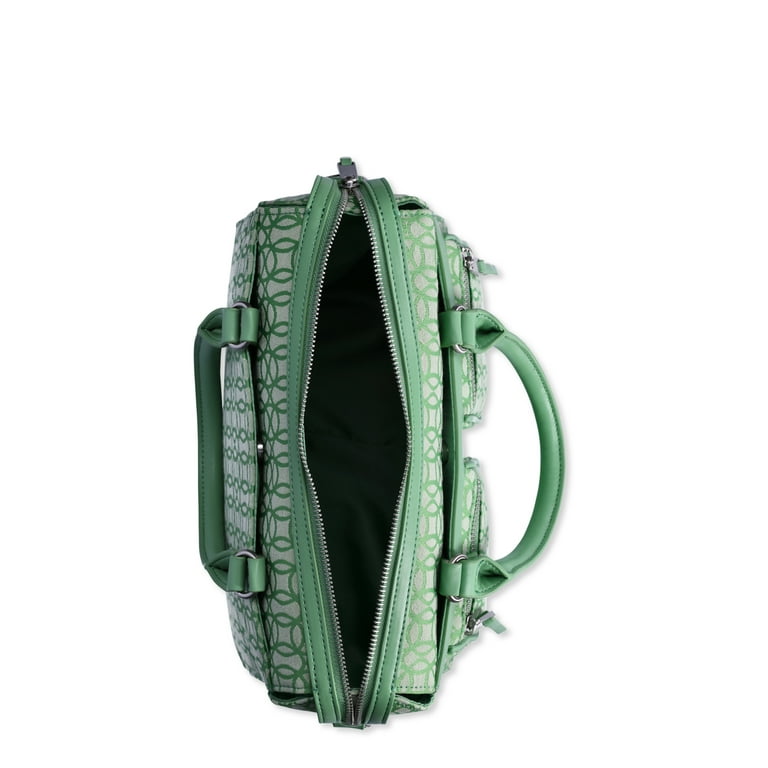 Time and Tru Women's Beckett Satchel Handbag, Green Jacquard Time and Tru Women's Beckett Satchel Handbag, Green Jacquard