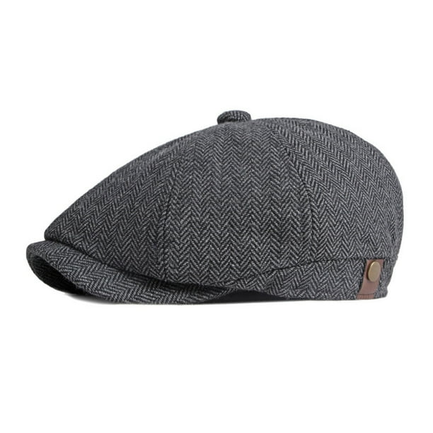 Sombrero octogonal de estilo europeo y americano para hombre, con patrón de espiga, sombrero progresivo retro británico, sombrero literario juvenil con lengua de pato, sombrero de vendedor