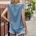thumbnail image 7 of HAPIMO Women's Chiffon Ruffle Tank Tops Summer Beach Tees Solid Color Ruched Sleeveless Workout Shirts Crew Neck Elegant Casual Tops Trendy for Teen Girls Blue, 7 of 7