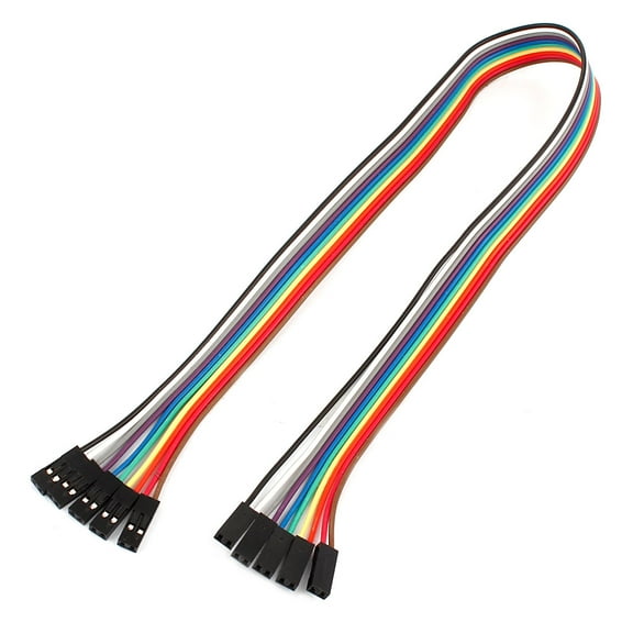 Unique Bargains 40cm 2.54mm F/F 2 Terminals Solderless Colored Breadboard Jumper Wire 5 Pcs