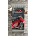 thumbnail image 3 of Ambesonne Cars Quilted Bedspread Set 2 Pcs, Modern Red Sports Vehicle, Twin Size, Red Grey Black, 3 of 3