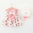 thumbnail image 2 of Girls Dress Sleeveless Bowknot Strawberry Print Hat Suspenders Princess Dress Hats Girls' Dresses Pink 3-4Years, 2 of 4
