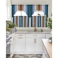 thumbnail image 4 of Blue Brown Swag Curtains for Living Room/Bedroom Windows, Farmhouse Wood Grain Vintage Vertical Striped Kitchen Curtains and Valances Set 36 Inch Length, Light Filtering Swags Valance Curtain Panels, 4 of 5