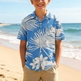 thumbnail image 2 of SERTG Boys Hawaiian Print Short Sleeve Shirt Turndown Collar Button Down Casual Top For Boys 3-15 Years Old Summer Fashion Shirt, 2 of 8