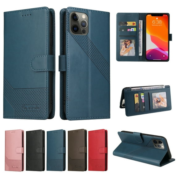 Case For iPhone 12 Pro Max, Allytech Wallet Case with Magnetic Buckle Flip Cover with Card Slots Kickstand PU Leather Phone Protective Case Cover, For iPhone 12 Pro Max,Blue