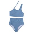 thumbnail image 1 of Faithtur Women's 2Pcs Bikini Set, Summer One Shoulder Cutout Tank Tops + Bottom Set Swimwear, 1 of 7