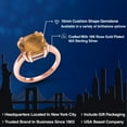 thumbnail image 2 of Gem Stone King 3.50 Ct Cushion Brown Tiger Eye 18K Rose Gold Plated Silver Double Prong Ring, 2 of 6