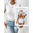 thumbnail image 6 of SLADYGLO Women Elegant Lace-Back Ribbed Bodysuit with Tie Detail for Stylish Comfort, 6 of 7