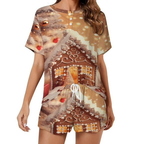 Christmas Snowmen Pajamas Set Womens Loungewear Sleepwear 2 Piece PJ Sets